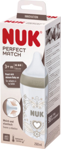 NUK Perfect Match Babyflasche Herz mit Temperature Control, ab 3 Monate, 260 ml