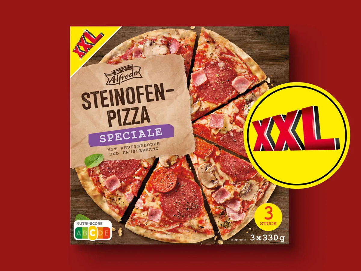 Bild 1 von Trattoria Alfredo Steinofenpizza Speciale XXL, 
         3x 330 g