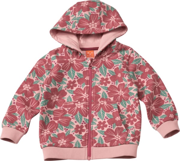 Bild 1 von PUSBLU Sweatjacke mit Kapuze & Blumenmuster, rosa, Gr. 104