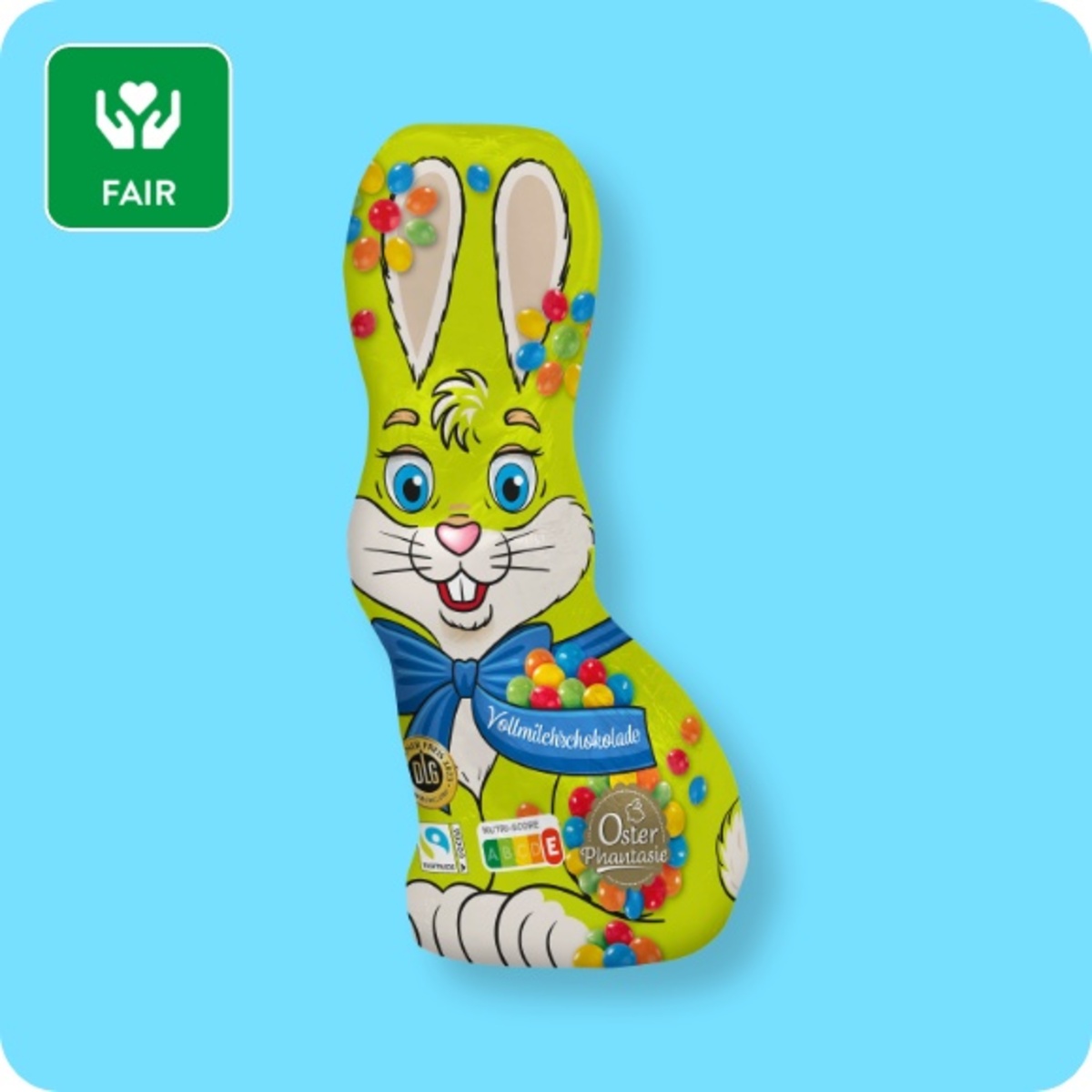 Bild 1 von OSTERPHANTASIE Osterhase, Figur aus Vollmilchschokolade mit Schokolinsen