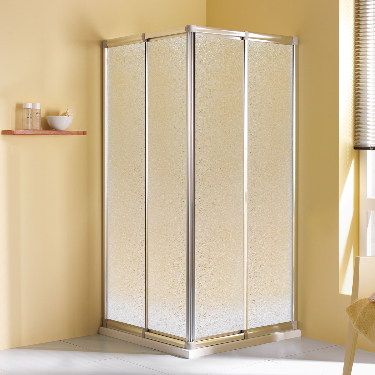 Bild 1 von Breuer Eckeinstieg 'Fara 4' Schiebetür, 70 - 80 cm, silber, Kunststoffglas