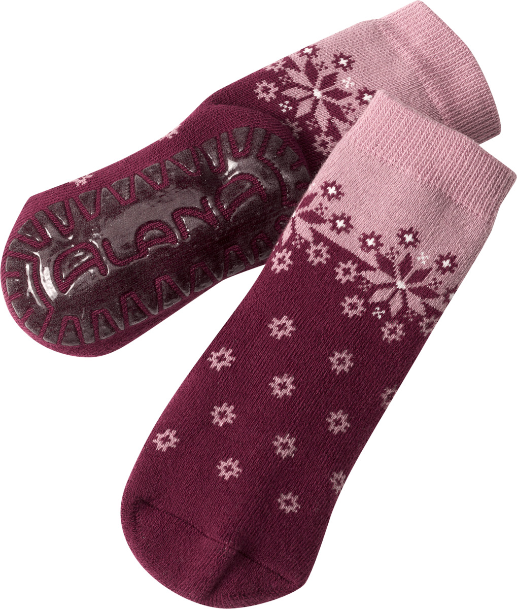 Bild 1 von ALANA Stoppersocken mit Schneeflocken-Motiv, rosé & dunkelrot, Gr. 19/20