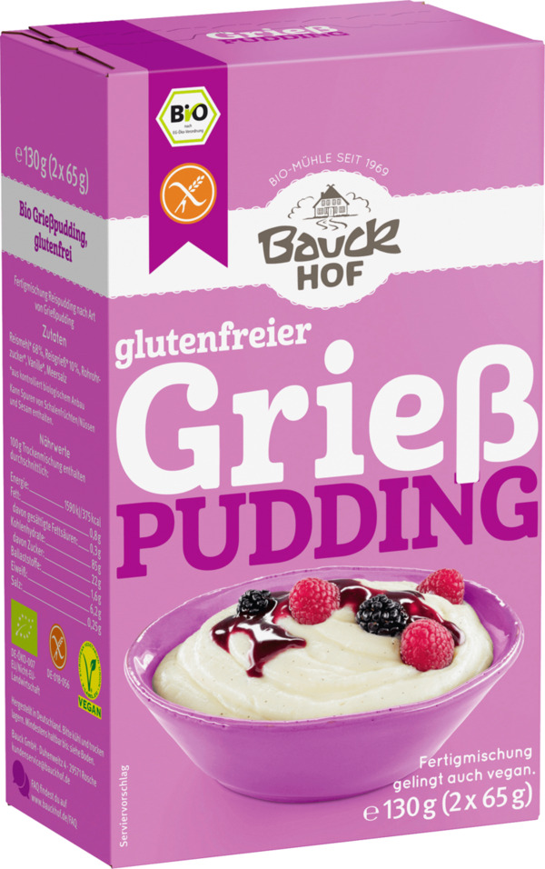 Bild 1 von Bauckhof Grießpudding, glutenfrei (2x65 g)