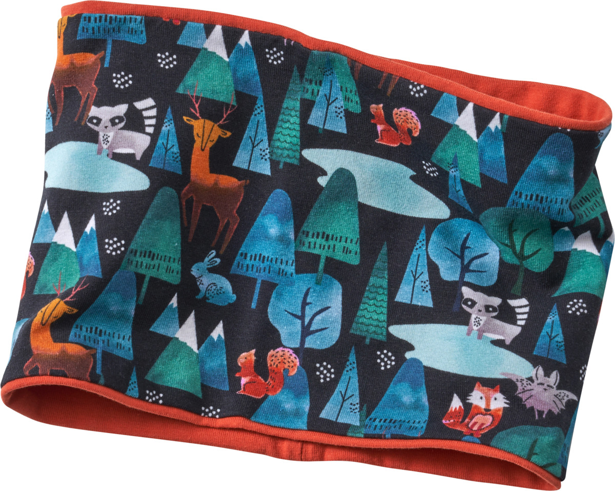 Bild 1 von ALANA Loop Schal mit Wald-Motiv, blau & orange & grün