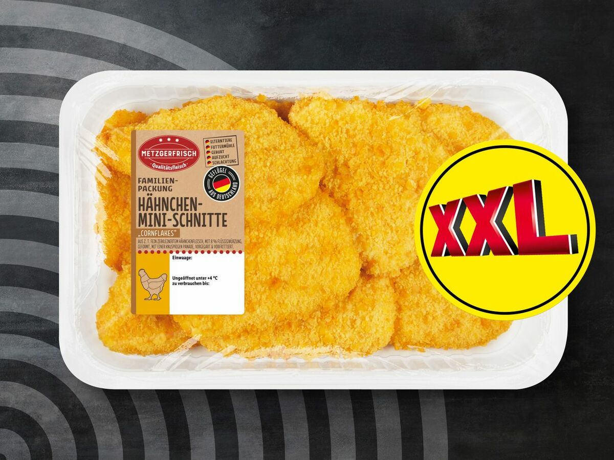 Metzgerfrisch Hähnchen-Minischnitte „Cornflakes-Panade“, 540 g im ...