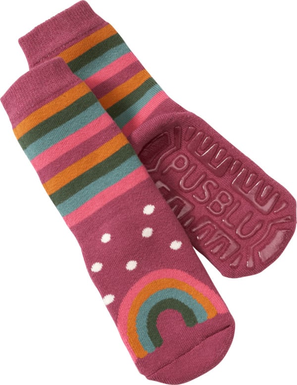 Bild 1 von PUSBLU Stoppersocken mit Regenbogen-Motiv, pink, Gr. 19/20