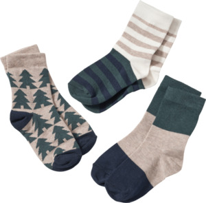 ALANA Socken mit Tannen-Muster + Ringeln, beige & grün, Gr. 31/33