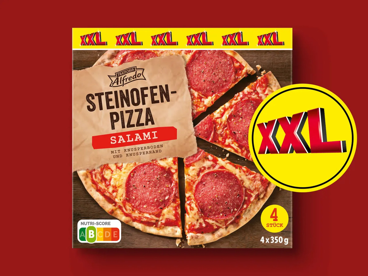Bild 1 von Trattoria Alfredo Steinofenpizza Salami XXL, 
         4x 350 g