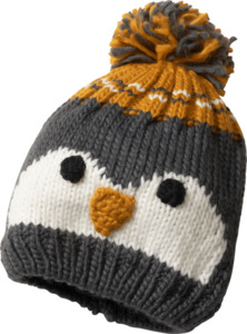 PUSBLU Mütze mit Pinguin-Motiv, grau, Gr. 46/47