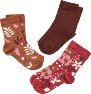 ALANA Socken mit Blumen-Muster, pink + orange, Gr. 29/31