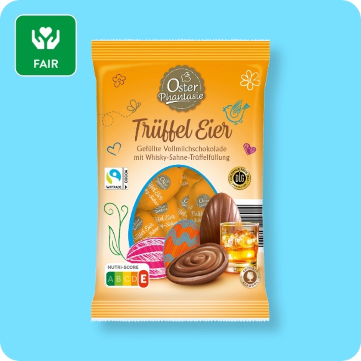 Bild 1 von OSTERPHANTASIE Trüffel-Eier, Vollmilchschokolade mit Whisky-Sahne-Trüffelfüllung oder Zartbitterschokolade mit Eierlikör-Trüffelfüllung
