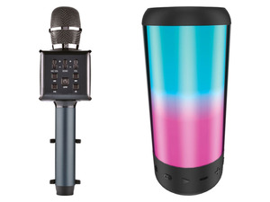 SILVERCREST® Bluetooth®-Karaoke-Mikrofon, + Bluetooth-Lautsprecher, LED-Lichtershow
