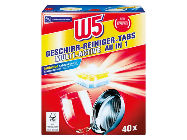 Bild 1 von W5 Geschirr-Reiniger-Tabs Multi-Active All in 1,          40 Stück