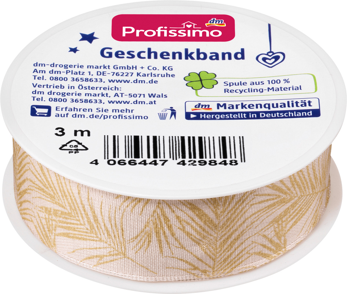 Bild 1 von Profissimo Geschenkband beige/gold Blätter