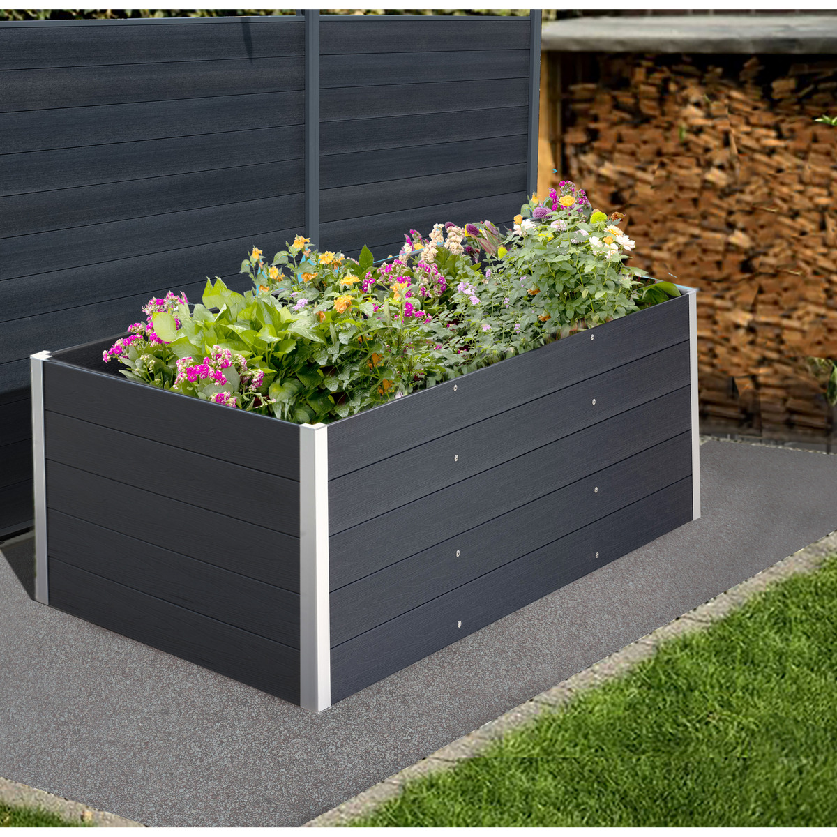 Hochbeet XL aus WPC 200 x 73 x 100 cm anthrazit von toom für 199,99
