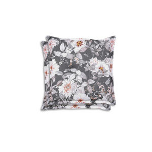 Gartenhockerauflage, Anthrazit, Grau, Weiß, Textil, 2-teilig, Blume, Füllung: Schaumstoff, Vlies, quadratisch, 50x9x50 cm, Oeko-Tex® Standard 100, pflegeleicht, hochwertige Qualität, langlebig, f