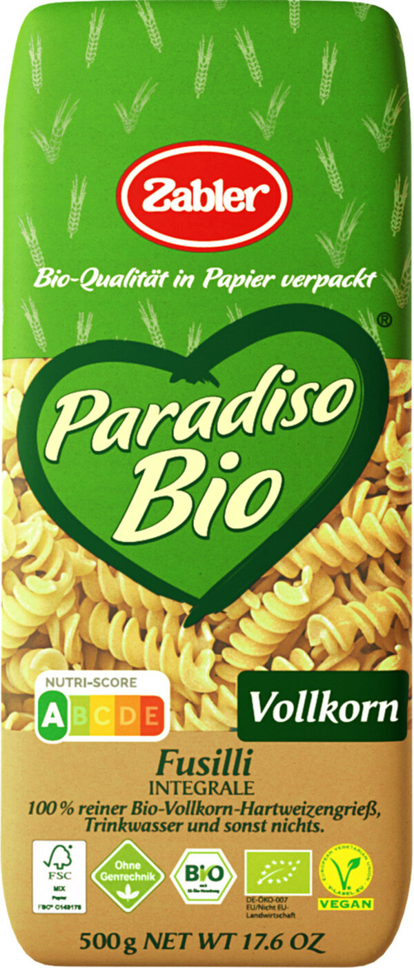 Bild 1 von Zabler Bio Paradiso Vollkorn Fusilli 500G