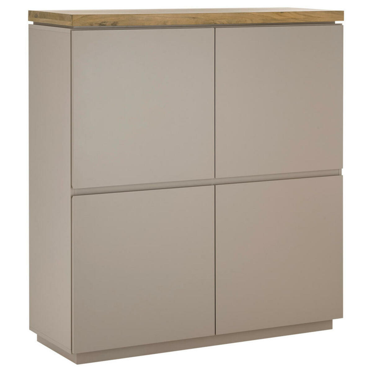 Bild 1 von Highboard, Grau, Natur, Holz, Akazie, massiv, 4 Fächer, 113x123x40 cm, Typenauswahl, Beimöbel erhältlich, stehend, Wohnzimmer, Kommoden & Sideboards, Highboards