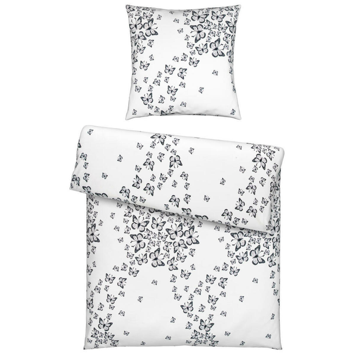 Bild 1 von Novel Bettwäsche, Weiß, Textil, Schmetterling, 135x200 cm, pflegeleicht, schadstoffgeprüft, Schlaftextilien, Bettwäsche, Bettwäsche