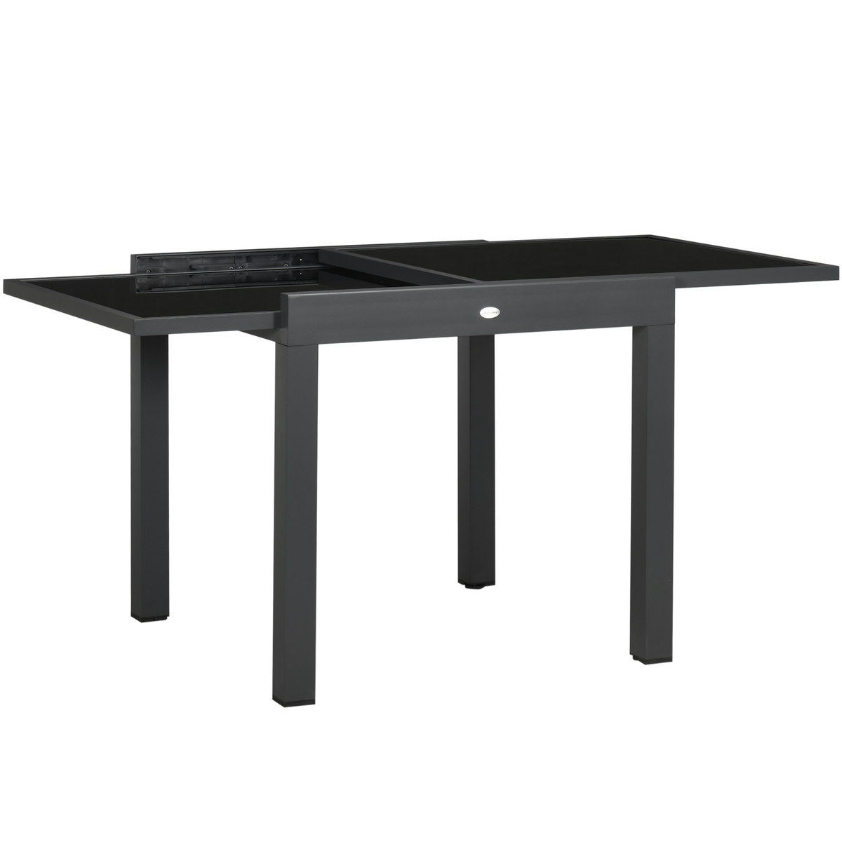 Bild 1 von Outsunny Gartentisch, Esstisch für Garten mit Klappbarer Tischplatte, Balkontisch Terrassentisch mit Tischplatte aus Glas, Schwarz, 160 x 80 x 75 cm