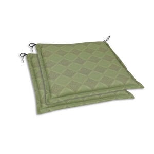 Gartensitzkissenset, Grün, Textil, 2-teilig, Raute, Füllung: Schaumstoff, Vlies, 45x5x47 cm, Oeko-Tex® Standard 100, pflegeleicht, hochwertige Qualität, langlebig, für den Außenbereich geeignet