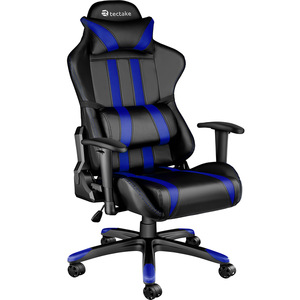 Premium Racing Bürostuhl mit Streifen - schwarz/blau