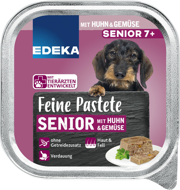 Bild 1 von EDEKA Feine Pastete Senior mit Huhn & Gemüse Hundefutter nass 150G