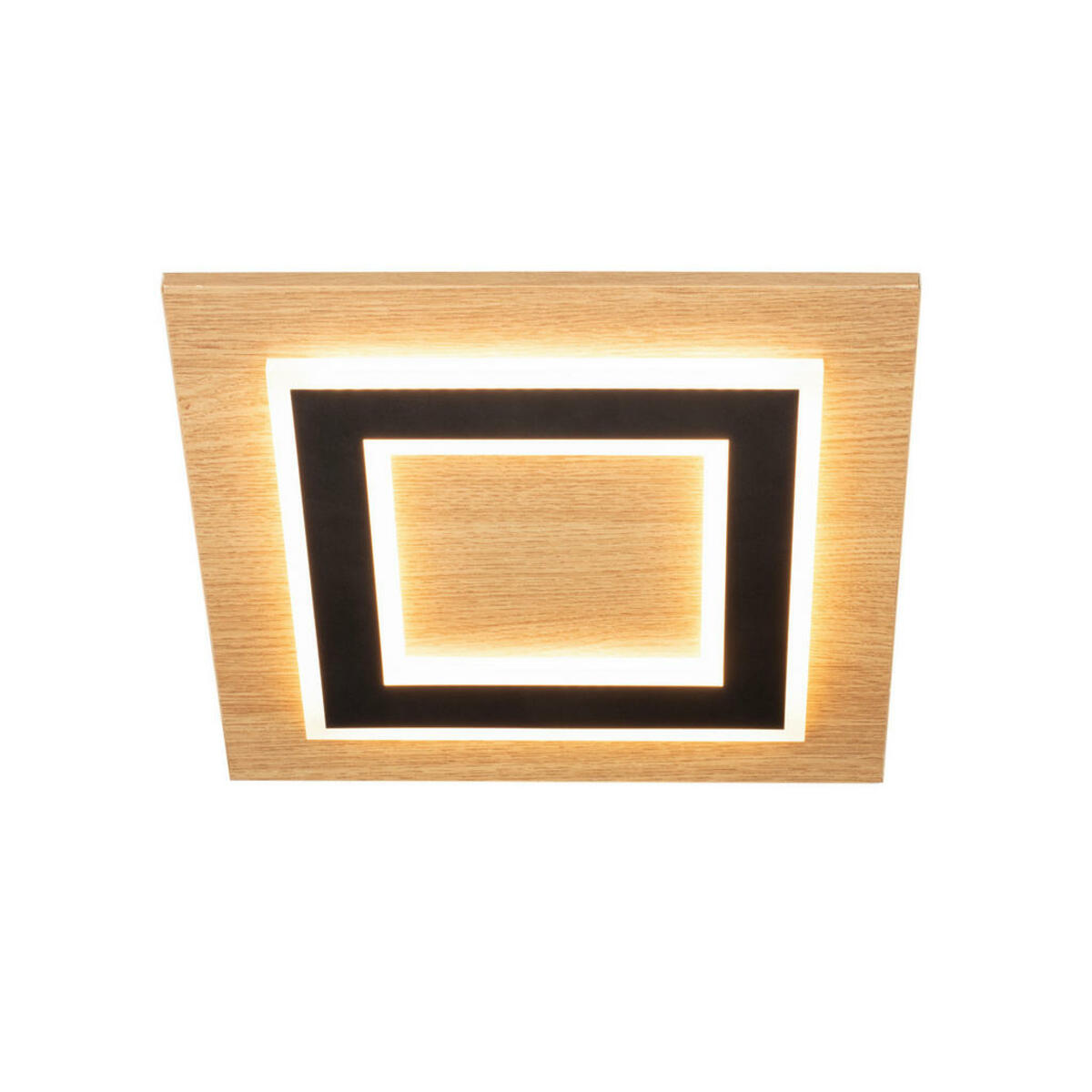 Bild 1 von Novel Led-Deckenleuchte, Natur, Schwarz, Metall, Holzwerkstoff, Uni,Uni, quadratisch,quadratisch, F, 32x32 cm, RoHS, CE, Lampen & Leuchten, Leuchtenserien