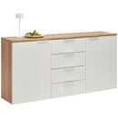 Bild 1 von Xora Sideboard, Eiche, Weiß Hochglanz, Metall, 4 Fächer, 4 Schubladen, 180x89x43 cm, Schlafzimmer, Schlafzimmer Kommoden