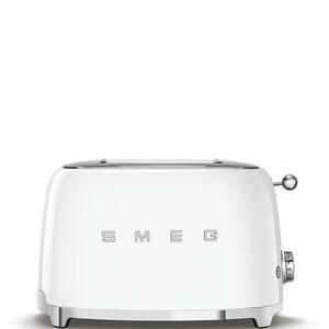 Smeg Toaster 50´s Style, Weiß, Metall, 31x19.8x19.5 cm, einseitiges Toasten, Krümelschublade, Auftaufunktion, Aufwärmfunktion, Schnellstoppfunktion, Cool-Touch-Gehäuse, wärmeisoliertes Gehäuse