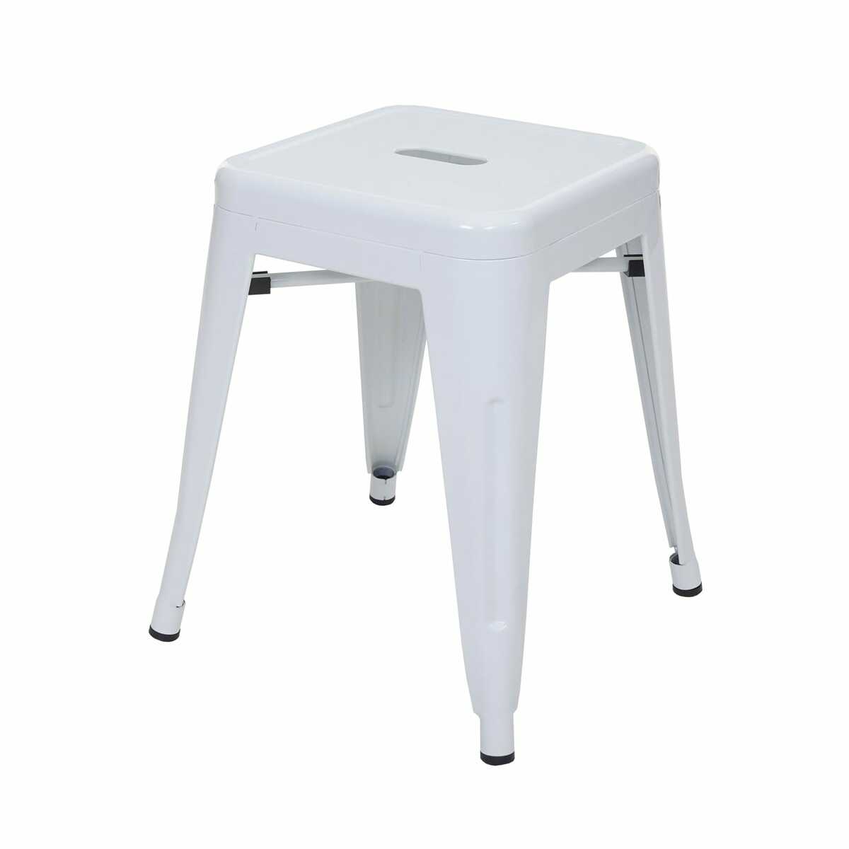 Bild 1 von Hocker MCW-A73, Metallhocker Sitzhocker, Metall Industriedesign stapelbar ~ weiß