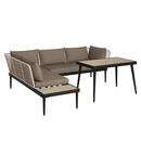 Bild 1 von Ambia Garden Gartengarnitur, Grau, Schwarz, Beige, Teak, Holz, Metall, Textil, Akazie, massiv, Füllung: Komfortschaum, 227x186 cm, Gartenmöbel, Gartenmöbel-Sets