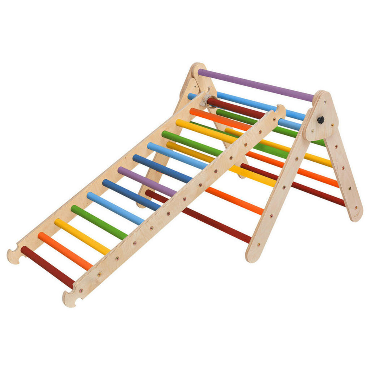 Bild 1 von Klettergerüst, Blau, Gelb, Grün, Lila, Natur, Orange, Rot, Holz, 120x62x71 cm, EN 71, Spielzeug, Kinderspielzeug, Sonstiges Spielzeug