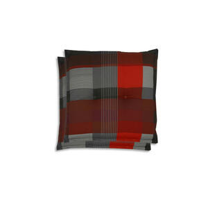 Gartenhockerauflage, Grau, Rot, Dunkelgrau, Textil, 2-teilig, Karo, Füllung: Schaumstoff, Vlies, quadratisch, 50x7x50 cm, Oeko-Tex® Standard 100, pflegeleicht, hochwertige Qualität, langlebig, fü