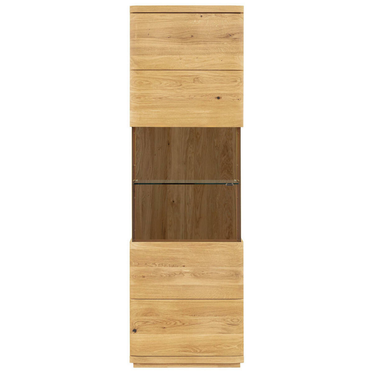 Bild 1 von Linea Natura Vitrine, Eiche, Holz, Glas, Eiche,Eiche,Eiche,Eiche, massiv, 3 Fächer, 60x206x38 cm, Typenauswahl, stehend, Esszimmer, Vitrinen