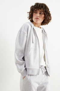 C&A Basic-Sweatjacke mit Kapuze, Grau, Größe: XS