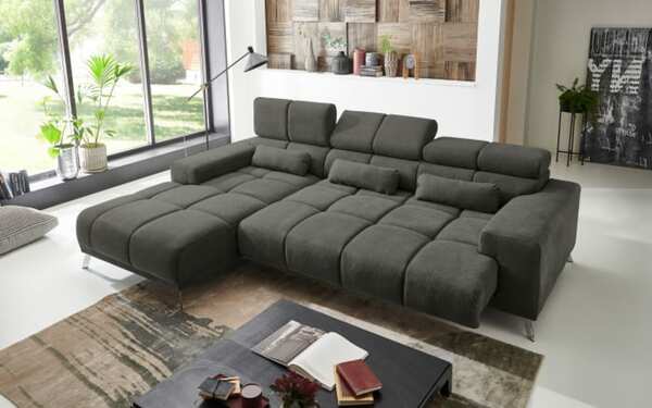 Bild 2 von Puris - Wohnlandschaft Speed, grau/braun, Ottomane links, inkl. Funktionen