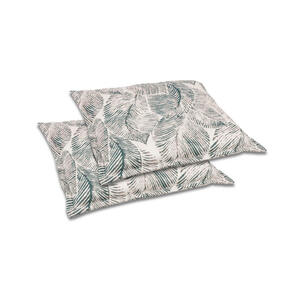 Gartenhockerauflage, Grau, Beige, Textil, 2-teilig, Blätter, Füllung: Schaumstoff, Vlies, quadratisch, 50x7x50 cm, Oeko-Tex® Standard 100, pflegeleicht, hochwertige Qualität, langlebig, für den