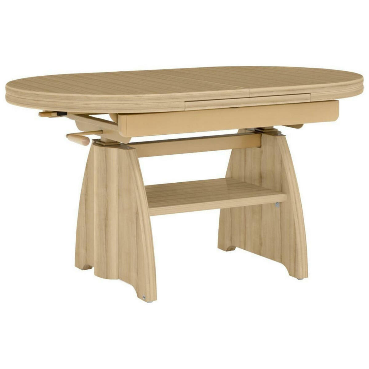 Bild 1 von Venda Couchtisch, Eiche, Metall, Eiche, furniert, rechteckig, Wange, 65x56-75x110-130.5 cm, ausziehbar, höhenverstellbar, Wohnzimmer, Wohnzimmertische, Couchtische