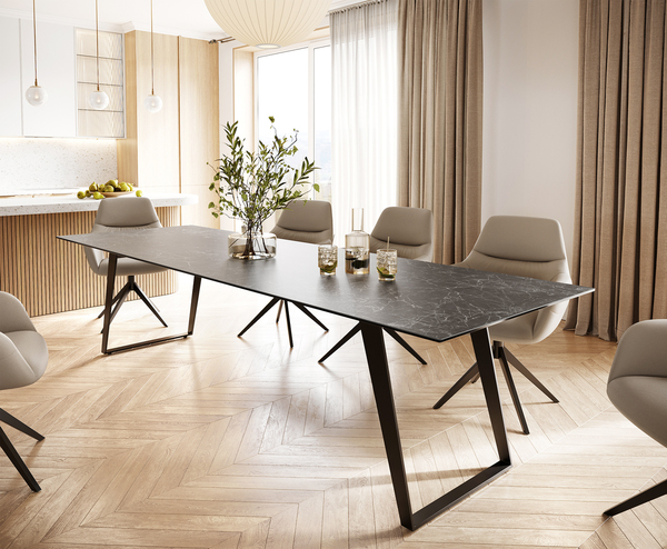 Bild 1 von Esstisch Edge 300x100 Keramik Laminam® Nero Greco Grau Metall Schräg Schwarz