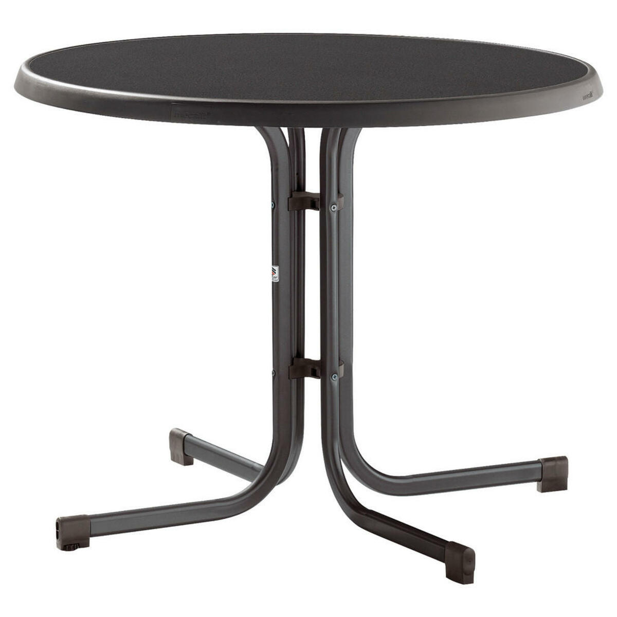 Bild 1 von Sieger Gartentisch, Grau, Metall, rund, Flachrohr, 86x72x86 cm, klappbar, UV-beständig, wetterbeständig, wetterfest, Gartenmöbel, Gartentische, Klapptische