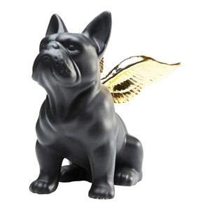 Deko Figur Sitting Angel Dog GoldSchwarz