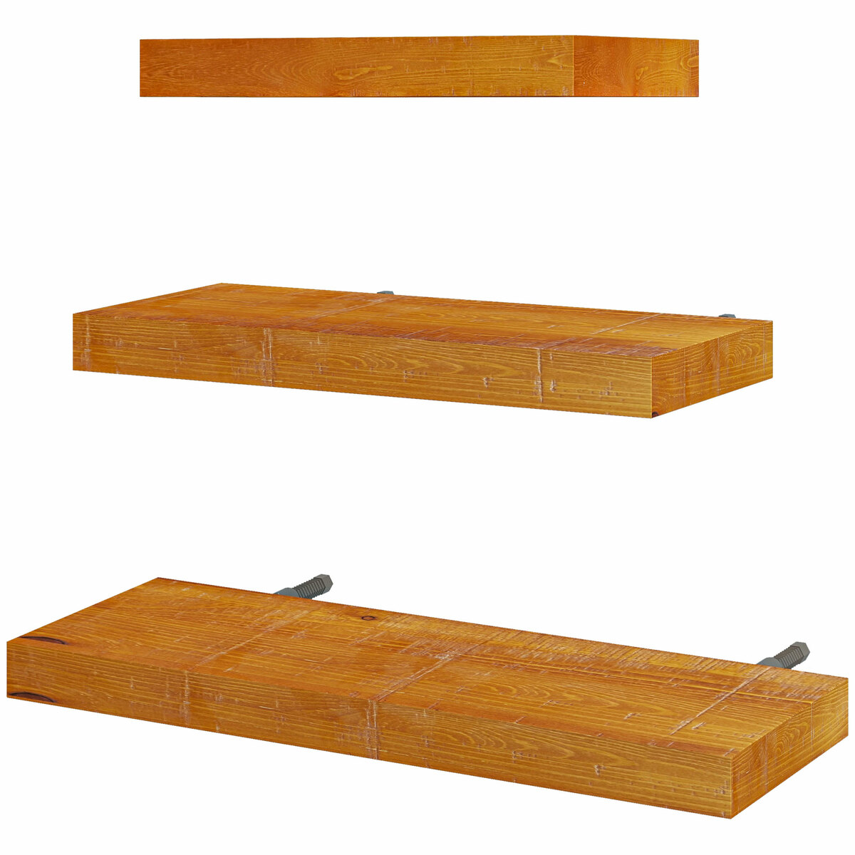 Bild 1 von HOMCOM Wandregal 3er-Set Schweberegal, Wandboard aus Massivholz, Regalbrett zur Präsentation, für Küche, Wohnzimmer, Badezimmer, Holz, Braun, 30/40/50 x 18 x 3,6 cm