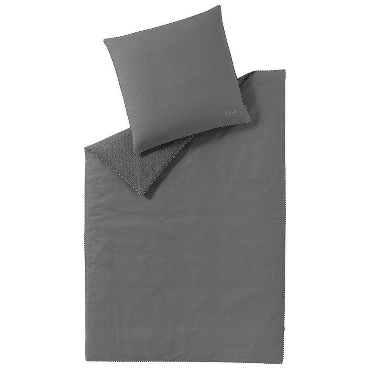Bild 1 von Esprit Wendebettwäsche E-Scatter,Anthrazit, Grau, Textil, Schriftzug, 135x200 cm, Oeko-Tex® Standard 100, BCI (Better Cotton Initiative), hautfreundlich, angenehm wärmend, samtiger Griff, weiche u