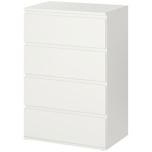 HOMCOM Kommode Schubladenschrank Sideboard mit 4 Schubladen, Büroschrank  mit kippsicheren Zuglaschen, für Wohnzimmer, Schlafzimmer, Weiß, 55 x 33 x 80 cm