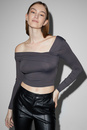 Bild 1 von C&A CLOCKHOUSE-Crop Langarmshirt, Grau, Größe: XS