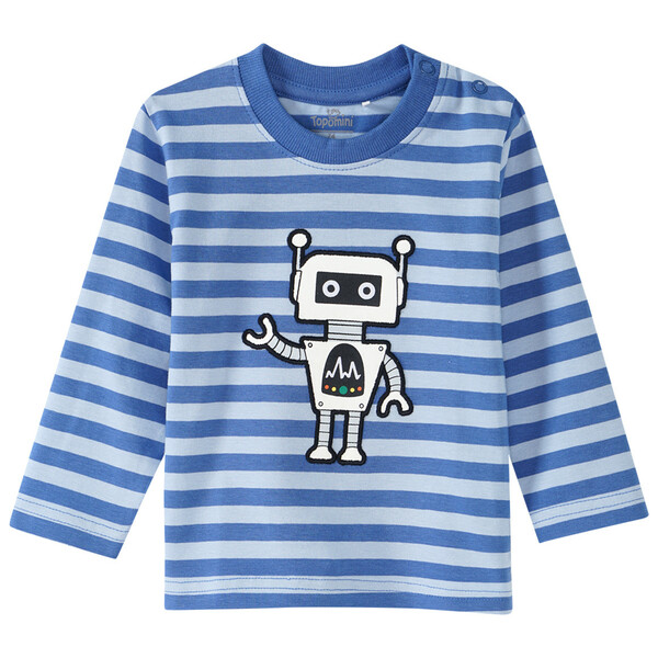 Bild 1 von Baby Langarmshirt mit Blockstreifen BLAU / HELLBLAU