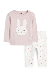 C&A Häschen-Baby-Pyjama-2 teilig, Rosa, Größe: 62