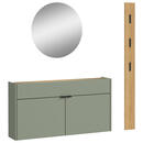 Bild 1 von Garderobe, Grün, Eiche, Glas, 3-teilig, 140x200x22 cm, Garderobe, Garderoben-Sets