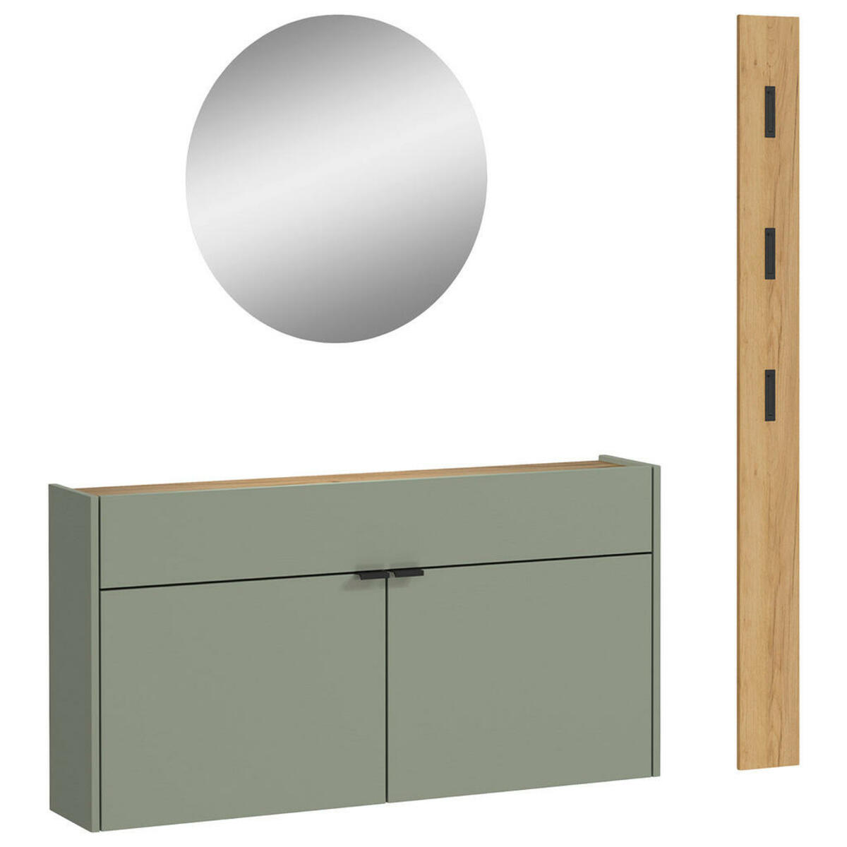 Bild 1 von Garderobe, Grün, Eiche, Glas, 3-teilig, 140x200x22 cm, Garderobe, Garderoben-Sets